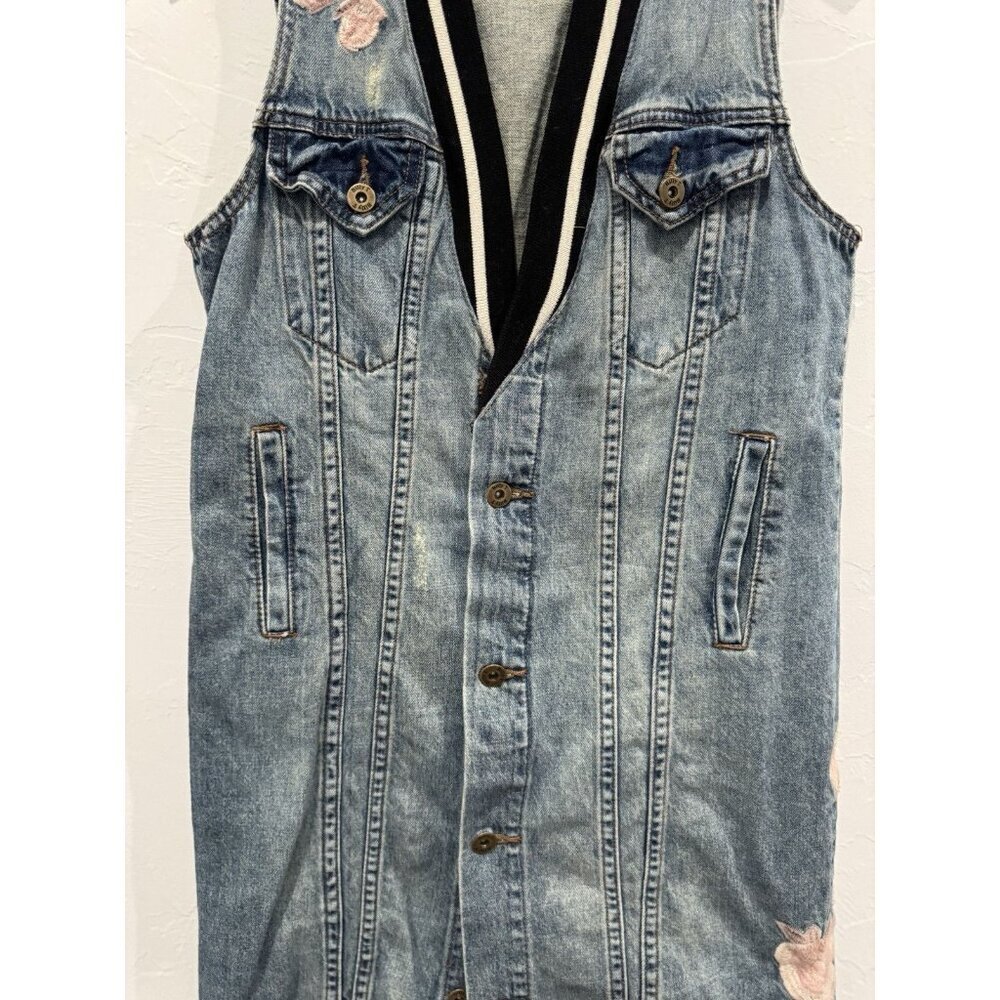 Billy T Jean Vest Embroidered Flower Dress Woman's Size Small - Picture 4 of 10